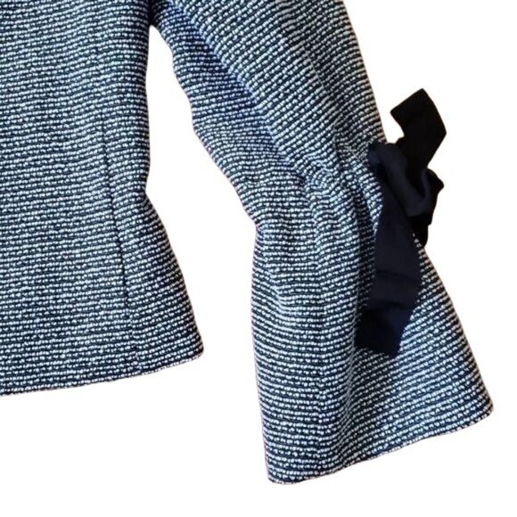 Nine West Womens Black & White Textured Open-Front Jacket W/ Bow Sleeve Accents - Picture 3 of 5